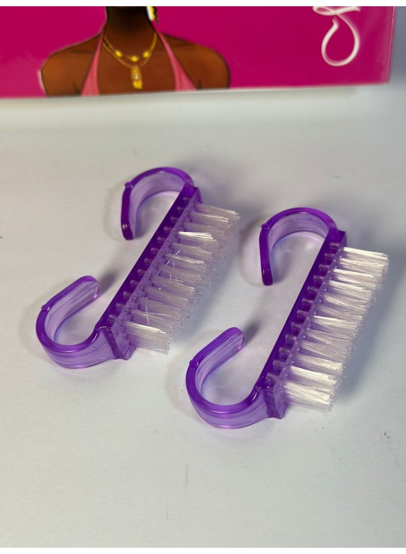 maya accessories 2Pcs Handle Grip Nail Brush Fingernail Cleaner Pedicure Scrub Foot Brushes Toes Cleaning Tool Kit may vary color - Image 2